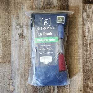 George Mens Mid-Rise Briefs Size Xl/40-42 Red Blue Gray & Black Casual Sports